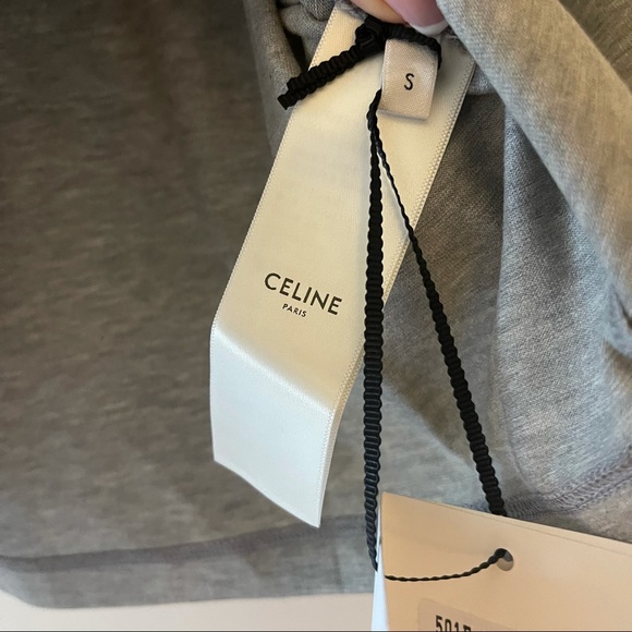 NWT Celine S Cropped Jersey T-Shirt Grey/Burgundy - Picture 7 of 10